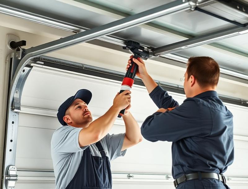 Preventive Maintenance service - professional technician working on garage door